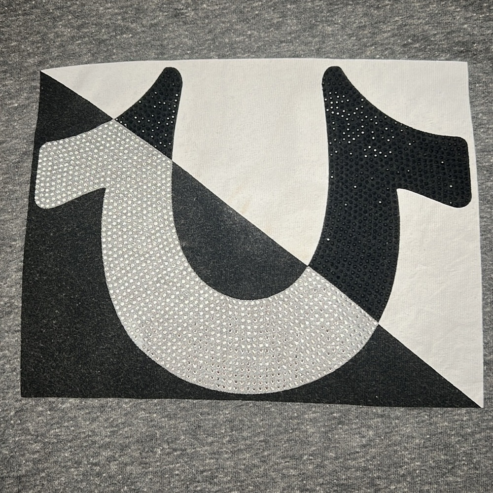 True Religion Rhinestone Logo TShirt Gray Size Small